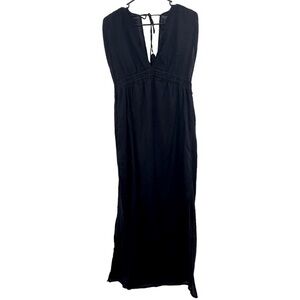NWT💞 - Kona Sol Maxi Dress Women M Black Beach Cover Up Tie Back Sleeveless